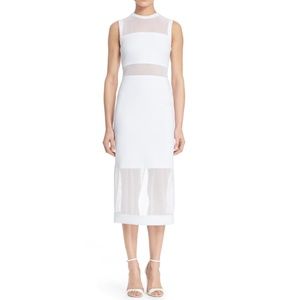 Alice and Olivia 'Karman' Sheer Panel Midi Dress